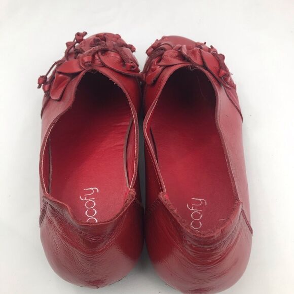 Socofy Red Geuine Leather Floral Toe Handmade Slip On Casual Statement Loafer - Picture 8 of 16